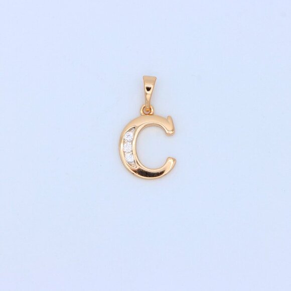 "Rose Gold Letter C Pendant with Crystals – 18K Gold Plated Charm, XPPT1352 - Picture 8 of 13
